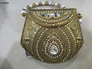 H4053 Pochette en métal faite à la main pour dames Sacs à main de soirée en perles or argent de haute qualité Travail de la pierre Porte-monnaie de mariage nuptiale - Product Image 6