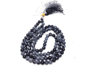 Malas en gros : Mala japonais en obsidienne noire flocon de neige naturelle de 6 mm, collier de perles de mala, chapelet, lot en gros - Product Image 2