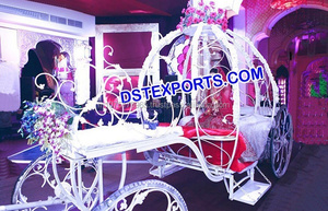 Calèche de cendrillon de mariage pour animal de cheval, couleur blanc et or, pour cendrillon, vente en gros - Product Image 4