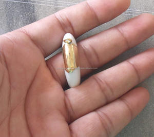 Colgante de bisel de Plata de Ley 925 hecho a mano calcedonia blanca forma de luna joyería de moda chapado en oro CZ colgante religioso ortodoxo - Product Image 4