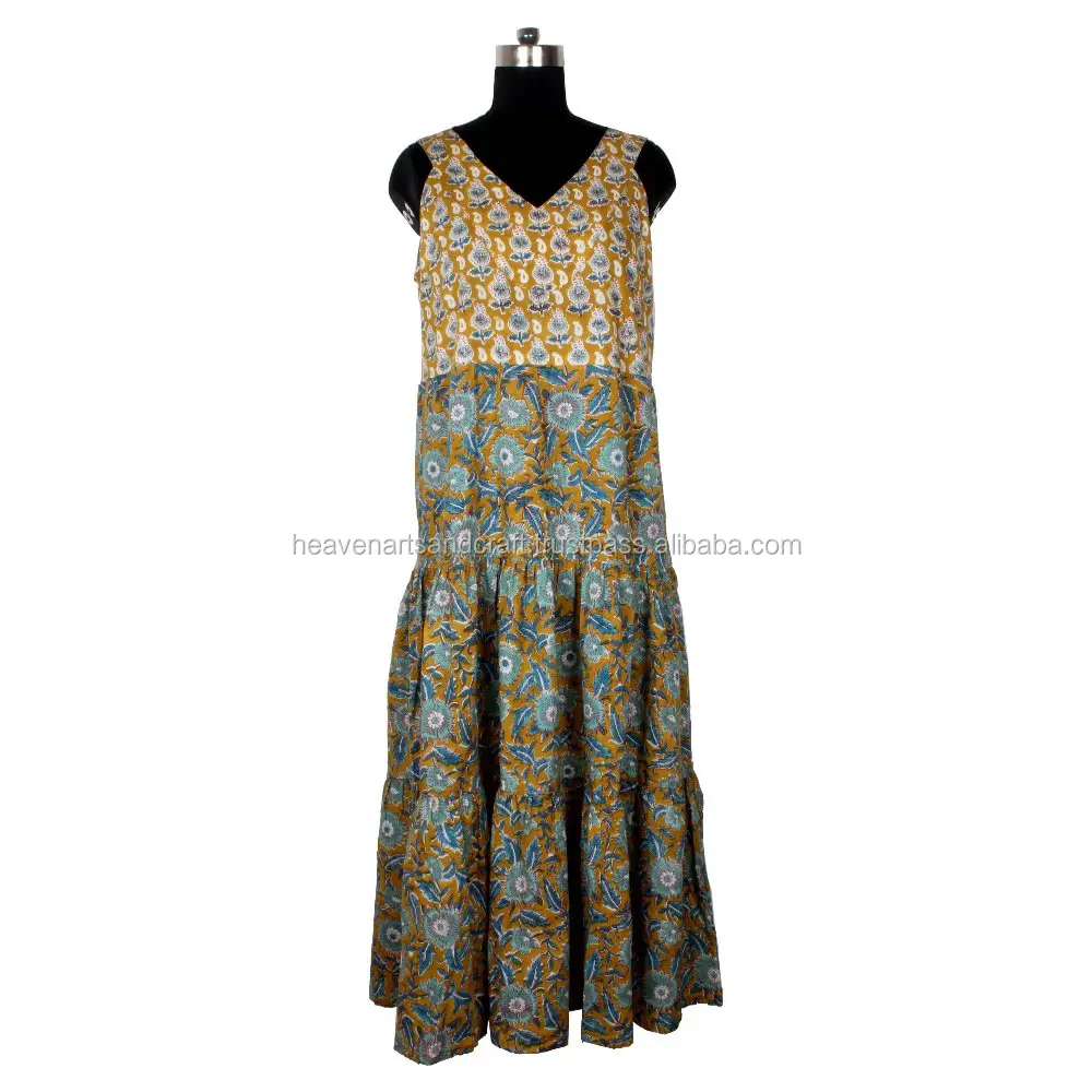 Hand Block Print Cotton Fabric Long Kurta, Tunic Long Kurti, Dress