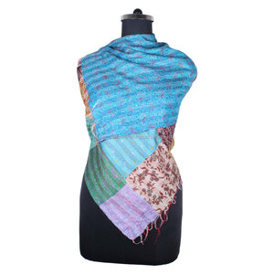 Kantha Work <b>Silk</b> Patch Work Handmade Vintage Style <b>Scarf</b> SC1435 Trendy Design <b>for</b> Girls <b>Scarf</b> Stole Hijab Vintage Kantha - Product Image 1