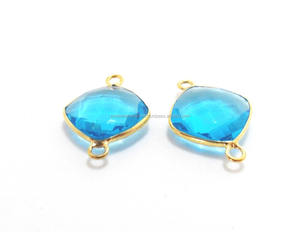 ตัวเรือนพลอยบุษราคัมทำด้วยมือทำด้วยมือมีห่วงสองชั้นรูปทรงหมอนอิงชุบทอง18K ตัวเชื่อมต่อเงินสเตอร์ลิงเครื่องประดับ - Product Image 2