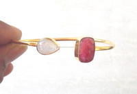 Bracelet à pierres multiples Bijoux plaqué or Bijoux à pierres précieuses naturelles faites à la main Bracelet Druzy en CZ
