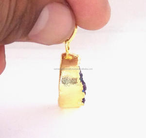 Galvanizado Natural Druzy 19 MM Forma redonda Piedra preciosa Declaración Encanto Piedra natal Boho Colgante Collar - Product Image 4