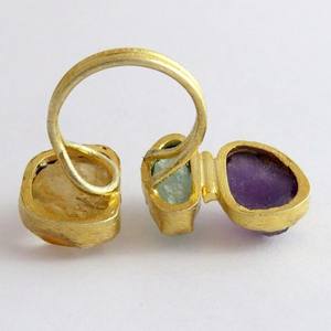 Dashing-anillo chapado en oro y plata de ley 925, amatista elegante, aguamarina - Product Image 6