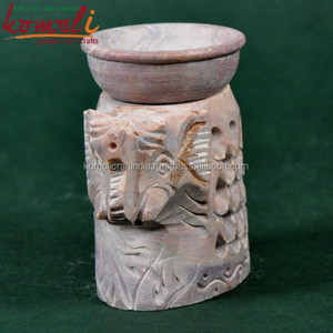 ช้างที่ทำด้วยมือที่ไม่ซ้ำกันเซรามิกหินแกะสลัก T-Lite ผู้ถือเตาน้ำมัน - Product Image 3