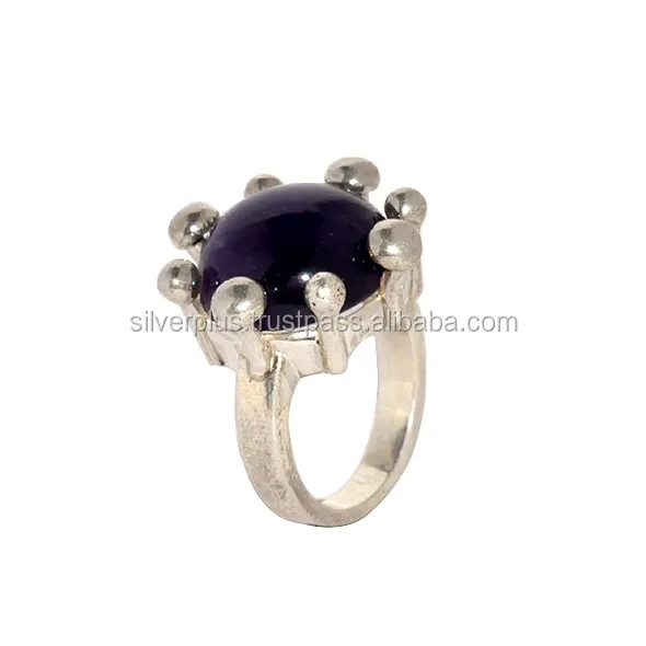 Natural Amethyst Ring, Lucky Stone Finger Ring, Fine Bijoux, Prong Set Gemstone Ring, Sterling Silver Jewelry