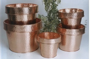 กระถางทองแดงกระถางดอกไม้ชุดกระถางต้นไม้คละแบบ5ชิ้นโลหะทองแดงทึบ11x10.5แจกันดอกไม้ชุบสังกะสีขัดเงา - Product Image 3