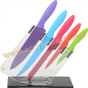 Fabricante. Coloridas 5 pcs cuchillo de cocina conjunto con ranurado bloque de acrílico cuchillo soporte de exhibición - Product Image 1