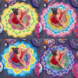 Tapiz de flores de Mandala bohemio para colgar en la pared estilo Hippie impreso Toalla de playa manta de Picnic Mat Roundie manta de playa - Product Image 1