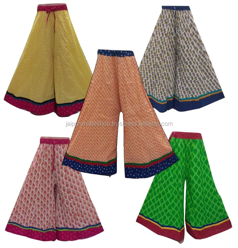 Pantalones Palazzos de algodón para trabajo indio, gris-plata, Gota Patti & Zari