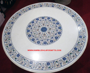 Tableros de Mesa con Incrustaciones de Mármol Pietra Dura Redondeados de Último Diseño - Product Image 1