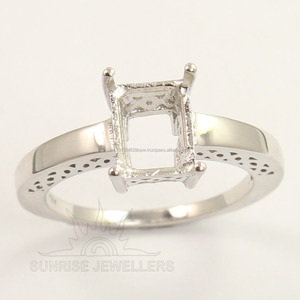 Thiết Lập Nhẫn 925 Bạc Hình Chữ Nhật Hình Dạng Bán Núi Trước Chữ V Đã Sẵn Sàng Để Thiết Lập Đá Mà Không Cần Đá Người Đàn Ông Của Phụ Nữ 7X9 <span class=keywords><strong>Mm</strong></span> Hợp Thời Trang - Product Image 5