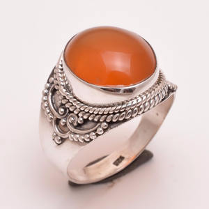 แหวนพลอยสีเงินแท้925อัญมณีธรรมชาติแหวน925คาร์เนเลี่ยนขายส่งจำนวนมาก - Product Image 1