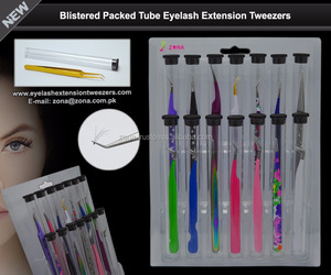 Pinzas de extensión de pestañas profesionales, tubo de plástico de embalaje, pinzas de pestañas deslizantes empaquetadas bajo Etiqueta Privada - Product Image 6