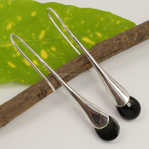 Best Seller Pendientes de piedras preciosas ovaladas de ónix negro natural hechos a mano, pendientes de estilo único, joyería fina de Plata de Ley 925 - Product Image 2