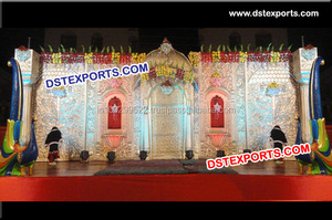 Wedding Stage Gold Photo <b>Frames</b>/ Latest Wedding <b>Backdrop</b> Panels/ Wedding Fiber Carving <b>Frame</b> - Product Image 3