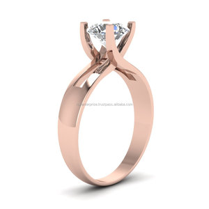 Anillo de compromiso de oro rosa de 14 quilates Anillo solitario de moissanita de corte redondo de 2.00CT de Ritzin - Product Image 2
