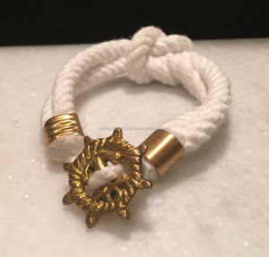 SAILOR KNOT <b>BRACELET</b> HANDMADE COTTON REEF KNOT <b>BRACELET</b> WITH SHIP WHEEL CHARM Handmade Happiness - Product Image 1