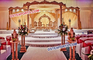 Mandap en bois sculpté antique, motif paon, mandap de mariage en bois, différentes sculptures, mandap de mariage, décoration d'événement en Suisse - Product Image 3