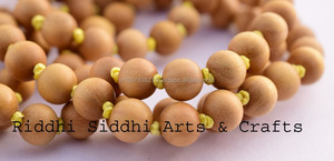 Traditional Riddhi Siddhi Wooden Prayer Beads with Red Tassel Natural Dark Golden Brown Rajasthan for Necklace Making Bulk Pack - Product Image 4