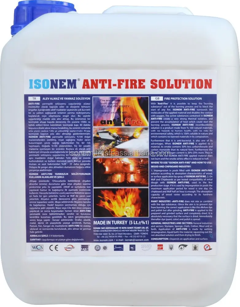 ISONEM ANTI FIRE (Flame Retardant Protection Solution for Wood, Textile, Paper, for any absorbent surfaces)