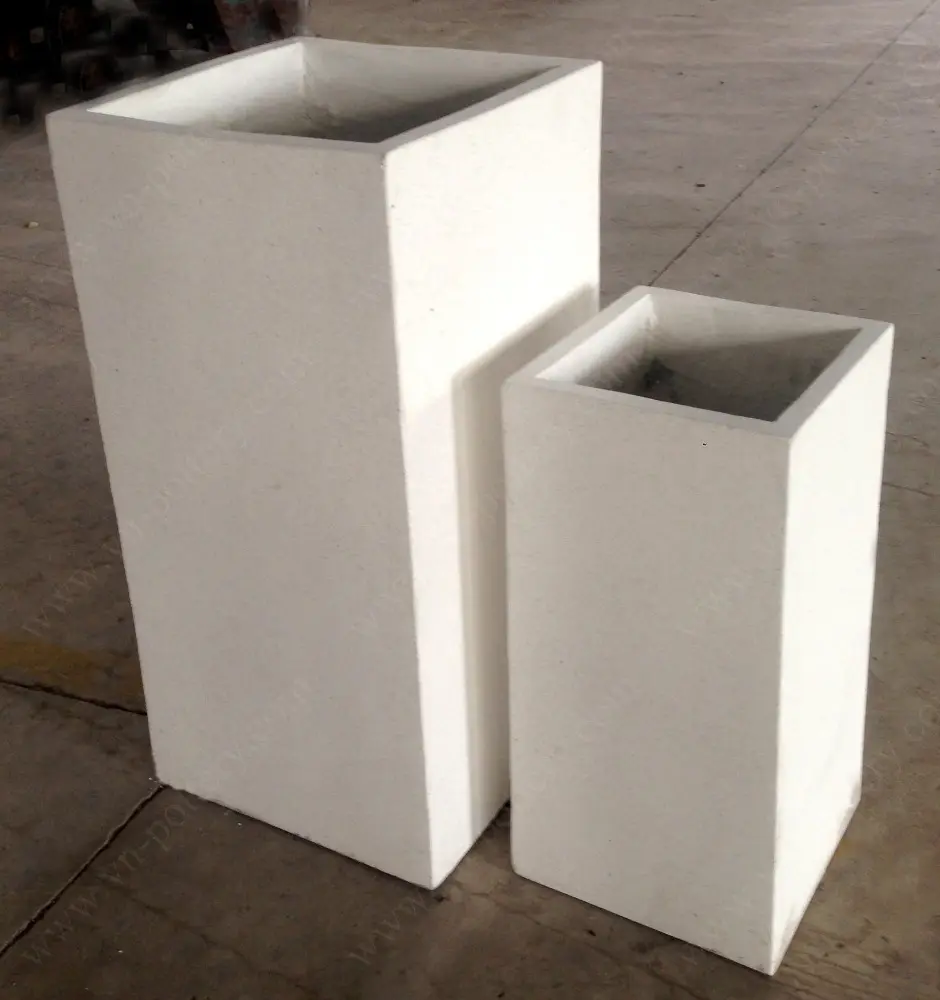 [All'ingrosso] di Alta Piazza terrazzo fioriere-Set di 3 terrazzo vasi quadrati in nero-bianco di alta piazza vaso
