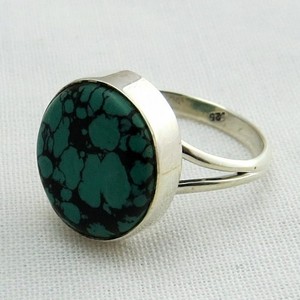 Anillo de Plata de Ley 925 con gema turquesa ovalada, joyería hecha a mano - Product Image 3