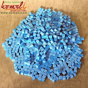 White and Blue Cube Shape Layered Custom Design Acrylic Resin <b>Beads</b> for Jewelry Making - Product Image 5