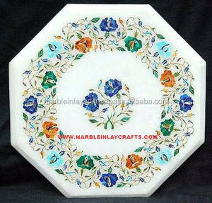 Mesa de centro de mármol blanco octogonal, Tops - Product Image 1