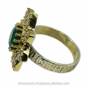 แหวนพลอยพลอยรูปทรงเบาะโอนิกซ์สีเขียวธรรมชาติแหวนเวอร์เมียลนิตี้ทำด้วยมือ925เครื่องประดับเงินสเตอร์ลิง - Product Image 2