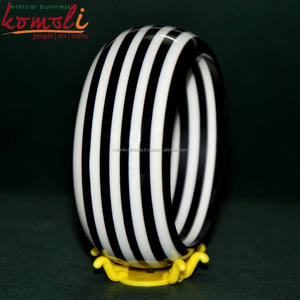 Wide Black White Layered Stripe Resin Acrylic Bangle <b>Bracelet</b> Etsy - Product Image 3