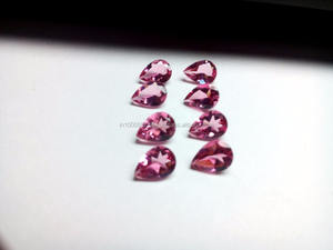 Pierre en verre de tourmaline rose synthétique, taille poire, qualité supérieure, traitée thermiquement, jeu de couleurs, 5x7 mm, 0,68 carat - Product Image 3