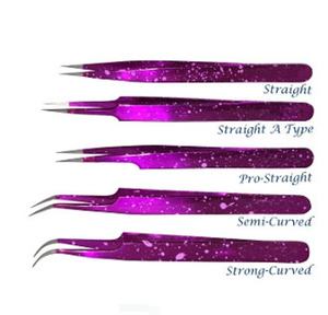 KIMBEL professionnel rose moucheté Pince à épiler d'extension de cils de meilleure qualité Pointes droites/incurvées en acier inoxydable Type de pointe pointue - Product Image 1