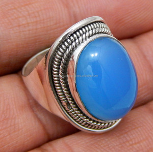 CMA certificado 925 plata esterlina clásico Calcedonia piedra preciosa boda fiesta aniversario anillo para mujer accesorio de moda - Product Image 1