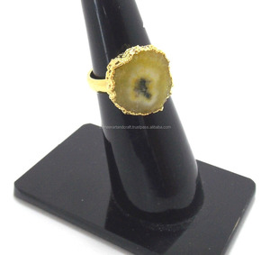 อัญมณีดรูซี่สีขาวธรรมชาติพร้อมชุบทองด้วยมือชุบด้วยไฟฟ้าของขวัญวินเทจสำหรับแหวนของเธอ - Product Image 2