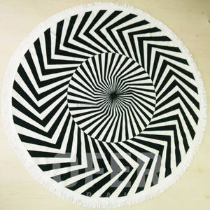 Serviette de plage ronde tissée et imprimée avec glands, fabriqué en turquie, usine d'adresse - Product Image 1