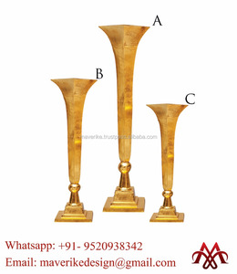แจกันดอกไม้โลหะสีทองมันวาวยาวสำหรับล็อบบี้โรงแรมและของตกแต่งบ้านงานเลี้ยงวันเกิดศูนย์เดสก์ท็อปพิธี - Product Image 3
