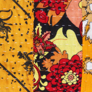 Indio Reversible cosido a mano pesado Kantha edredón Gudari GD078 viejo Sari manta parche trabajo algodón relleno Kantha edredón Gudari - Product Image 4