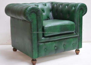 ของแท้ Top Grain หนังแพะเชสเตอร์ฟิลด์โซฟาโซฟาห้องนั่งเล่นเลานจ์โรงแรมร้านอาหารเชิงพาณิชย์ - Product Image 4