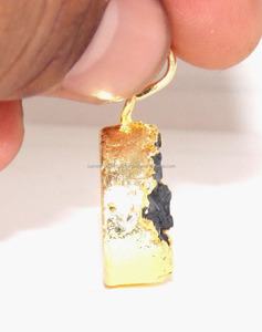 Pierre précieuse druzy galvanisée en forme de poire Bijoux plaqués or Collier de fabrication vintage Pendentif en argent sterling - Product Image 4