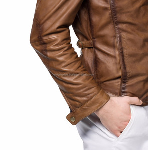 Chaqueta de cuero marrón tostado Real, hecha en Pakistán - Product Image 5