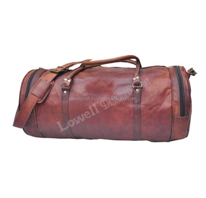 LOWELL CRAFT Vintage Genuine <b>Leather</b> Small Handbag/Toiletry <b>Bag</b> with Zipper Closure Lightweight & Multi-Functional for Travel - Product Image 3