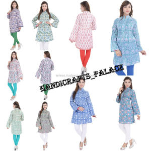 Lavinas Indian Ethnic Wholesale Cotton Tunic Floral Print Designer Sexy Long <b>Kurta</b> Variety Colors <b>Women</b> In-Stock - Product Image 1