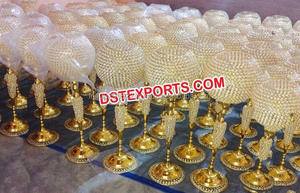 Candelabro dorado de cristal para boda, centro de mesa para boda - Product Image 2