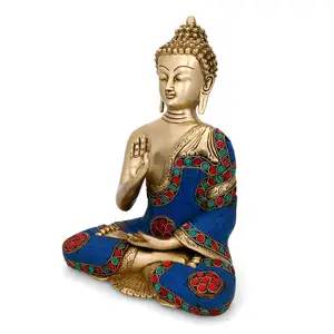 Indian Sitting Buddha Statue Abhaya Buddha Statue Brass Tibetan Medicine Blessing Buddhism Art Ethnic art God Buddha home