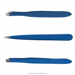 Ensemble de pinces professionnelles incurvées en acier inoxydable 2026, couleur bleue, vente chaude avec finition excellente - Product Image 2