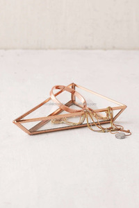 Glass and Brass Storage Tray with <b>Mirrored</b> Base for Home Decoration - Product Image 6