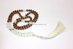 สร้อยคอลูกปัดหินสีน้ำเงินทำจากไม้จันทน์,สร้อยคอร้อยลูกปัดทำมือสำหรับศิลปินอินเดีย - Product Image 4